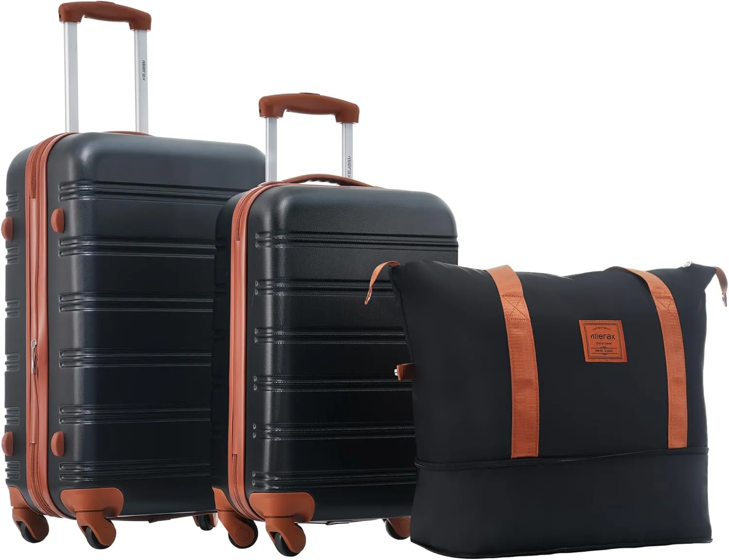 Merax Luggage Sets 2 Piece Suitcase Set 20/24 IN,Carry on Luggage and Travel Bag TSA Lock Expandable,Hard Case Luggage with Spinner Wheels,Black and Brown