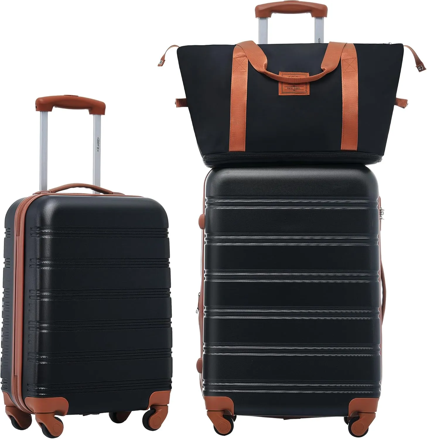 Merax Luggage Sets 2 Piece Suitcase Set 20/24 IN,Carry on Luggage and Travel Bag TSA Lock Expandable,Hard Case Luggage with Spinner Wheels,Black and Brown