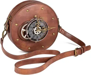Messenger Bag Leather Retro Briefcase Steampunk Crossbody Shoulder Purse Satchel for Women Lolita Gothic Costume Accessory