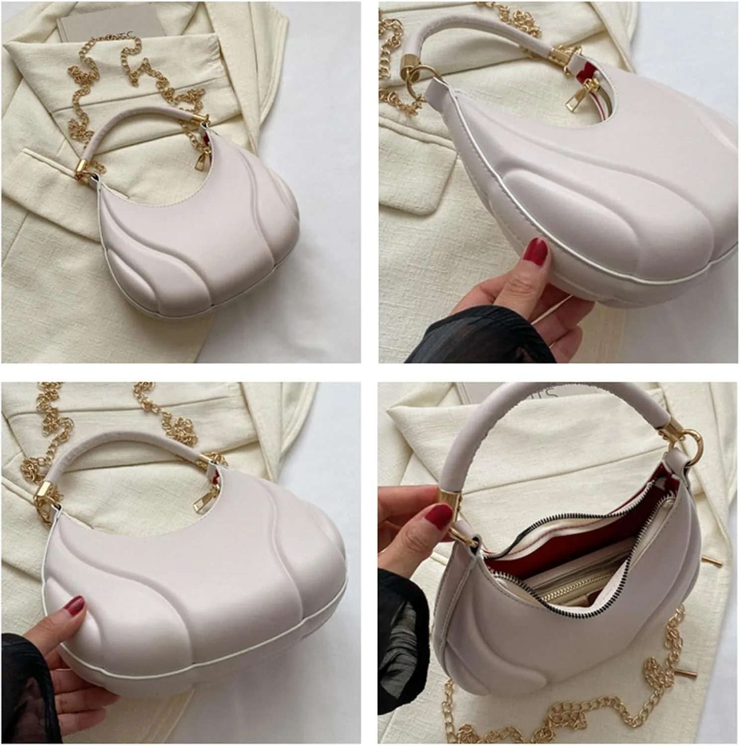 Mini Clutch Purse with Zipper Closure Women Shoulder Bag Fashion New Pattern Solid Color Retro Practical Large
