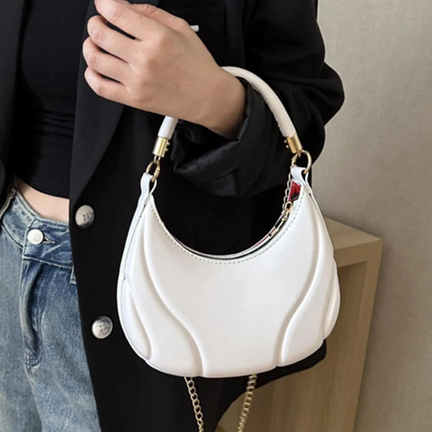 Mini Clutch Purse with Zipper Closure Women Shoulder Bag Fashion New Pattern Solid Color Retro Practical Large