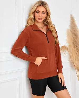 MISFAY Womens Half Zip Oversized Sweatshirts 2025 Casual Long Sleeve Hoodies Quarter Zip Up Pullover Fall Outfits with Pocket