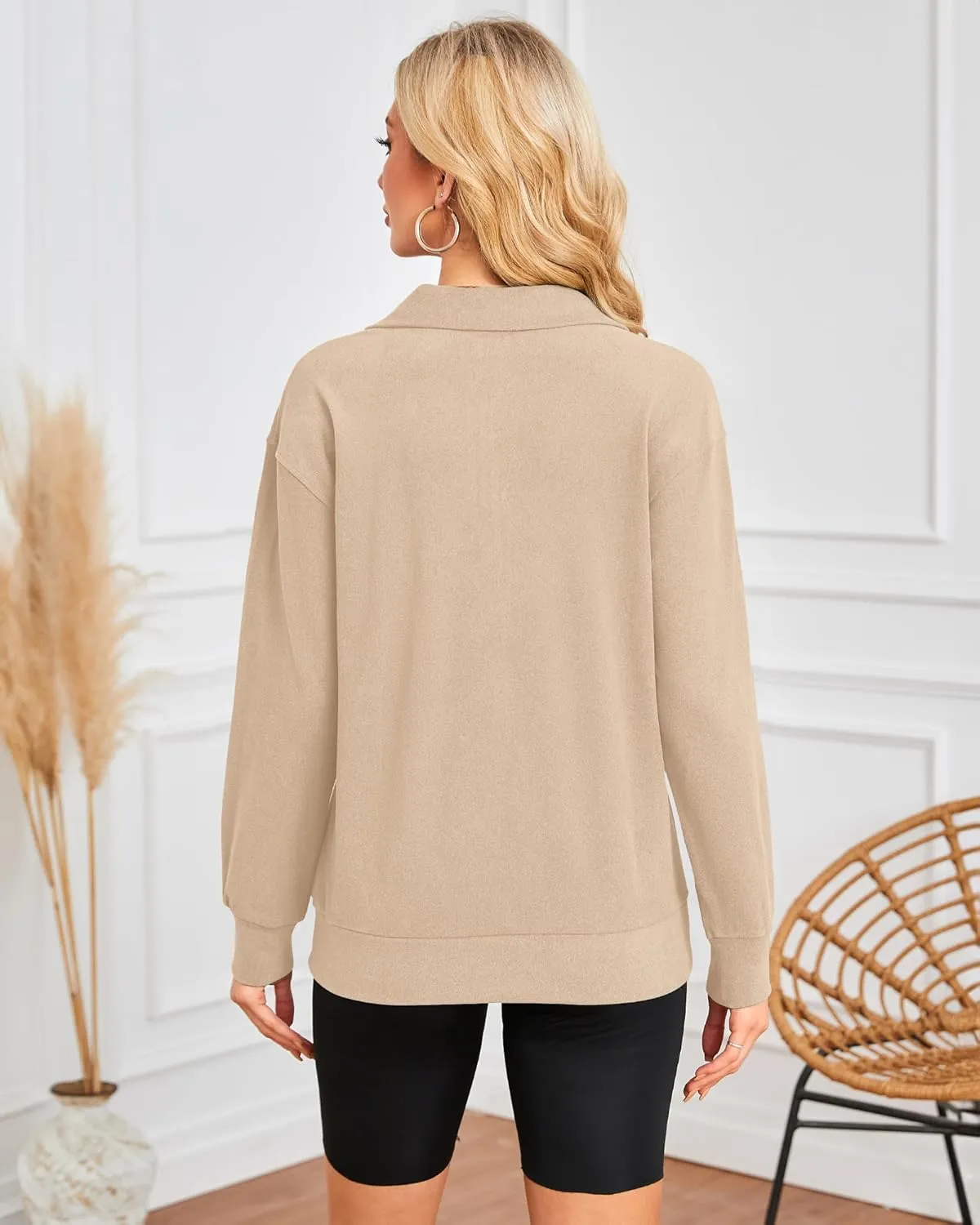MISFAY Womens Half Zip Oversized Sweatshirts 2025 Casual Long Sleeve Hoodies Quarter Zip Up Pullover Fall Outfits with Pocket