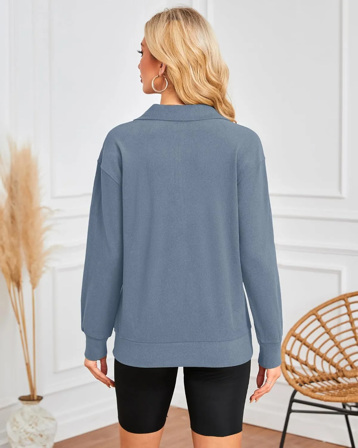 MISFAY Womens Half Zip Oversized Sweatshirts 2025 Casual Long Sleeve Hoodies Quarter Zip Up Pullover Fall Outfits with Pocket