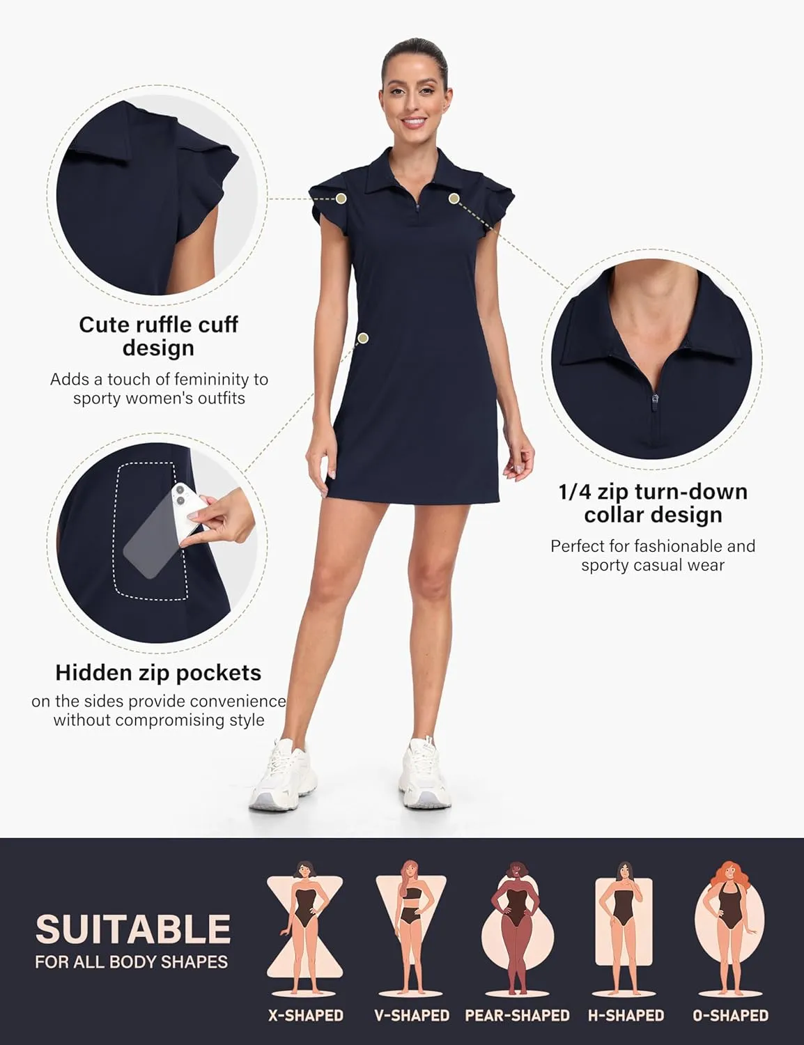 MoFiz Women's Golf Tennis Dress Sports Polo Dress Short Sleeve Quick Dry Casual Workwear Button