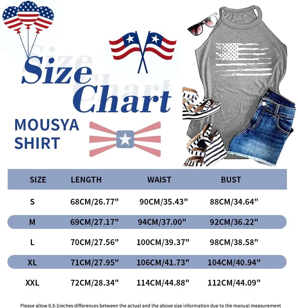MOUSYA American Flag Halter Tank Tops for Women Patriotic 4th of July Shirts USA Stars Stripes Graphic Tees Tank Tops