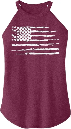 MOUSYA American Flag Halter Tank Tops for Women Patriotic 4th of July Shirts USA Stars Stripes Graphic Tees Tank Tops