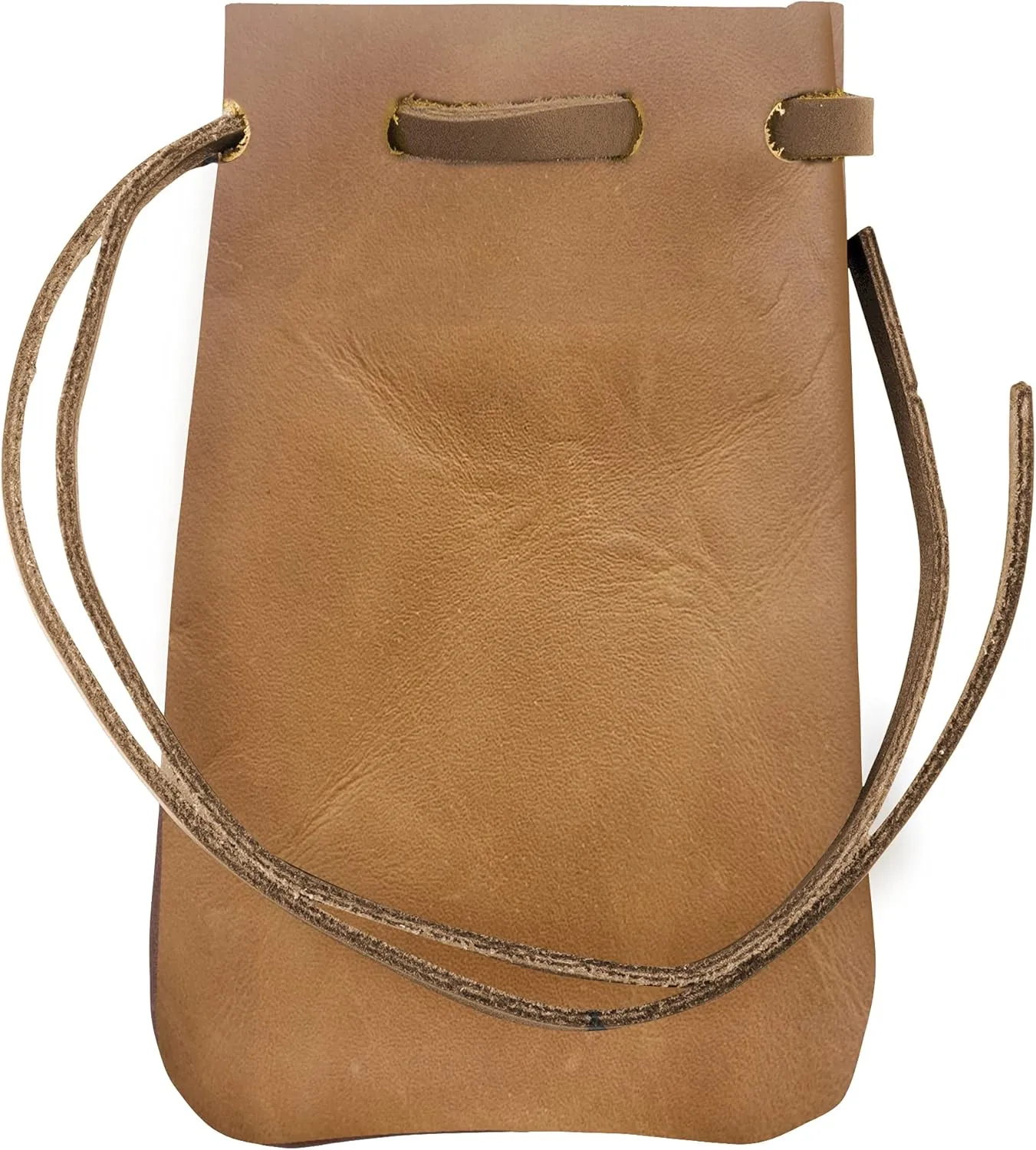 Nabob Leather Leather Drawstring Pouch, Coin Bag, Medicine Tobacco Pouch Medieval Reenactment Made in U.S.A Size 4.75" x 3"