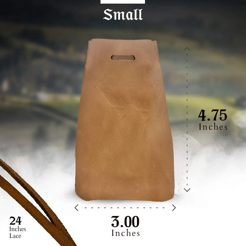 Nabob Leather Leather Drawstring Pouch, Coin Bag, Medicine Tobacco Pouch Medieval Reenactment Made in U.S.A Size 4.75" x 3"