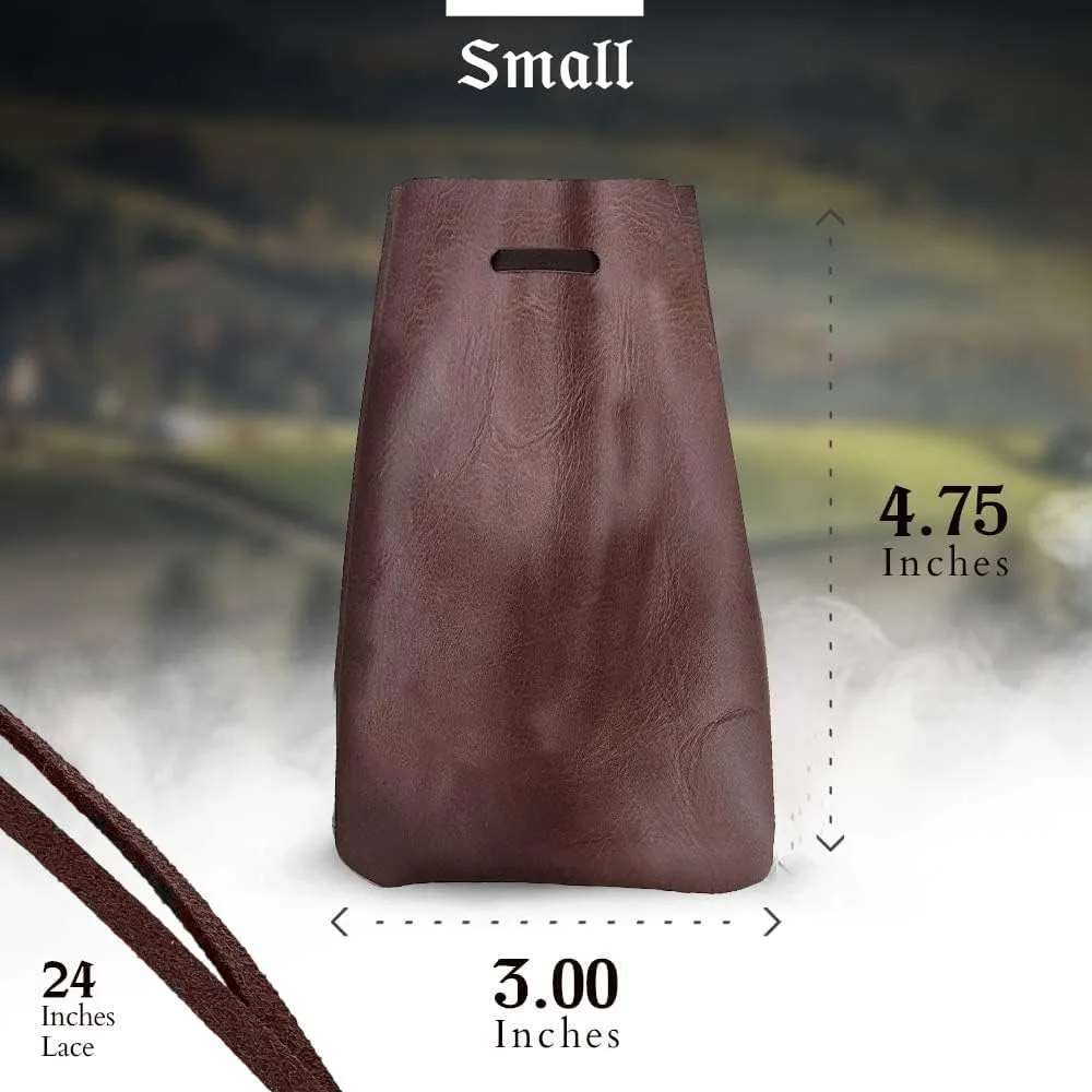 Nabob Leather Leather Drawstring Pouch, Coin Bag, Medicine Tobacco Pouch Medieval Reenactment Made in U.S.A Size 4.75" x 3"