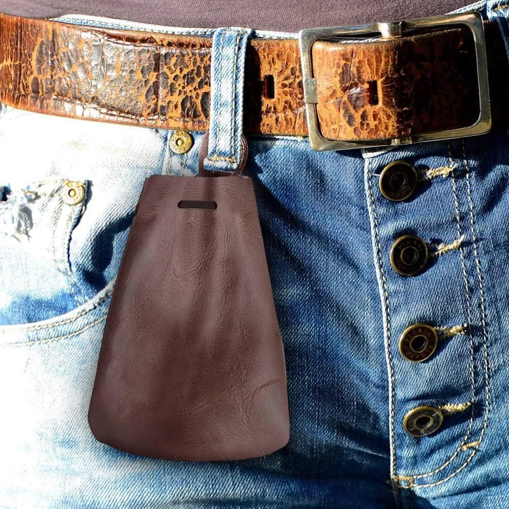 Nabob Leather Leather Drawstring Pouch, Coin Bag, Medicine Tobacco Pouch Medieval Reenactment Made in U.S.A Size 4.75" x 3"