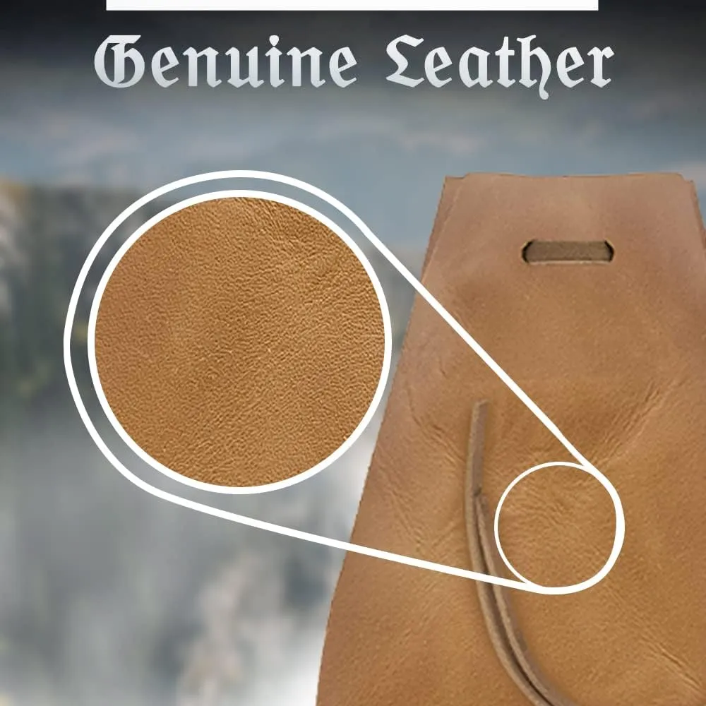 Nabob Leather Leather Drawstring Pouch, Coin Bag, Medicine Tobacco Pouch Medieval Reenactment Made in U.S.A Size 4.75" x 3"