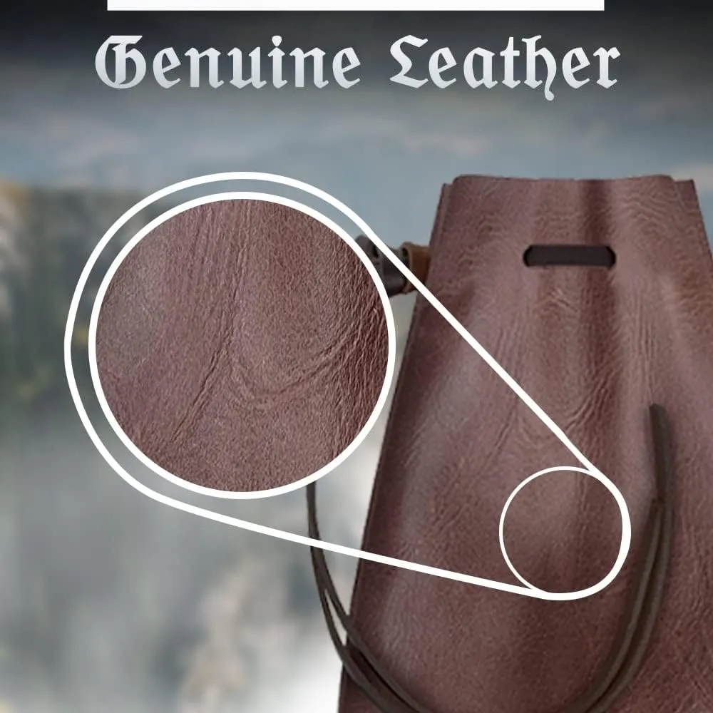 Nabob Leather Leather Drawstring Pouch, Coin Bag, Medicine Tobacco Pouch Medieval Reenactment Made in U.S.A Size 4.75" x 3"