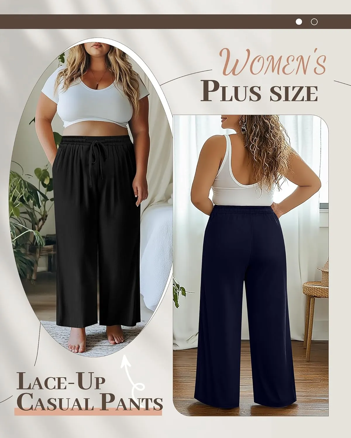 Neer 3 Pack Women's Plus Size Pants Wide Leg Lounge Yoga Pants Casual Baggy Drawstring High Waist Sweatpants with Pockets
