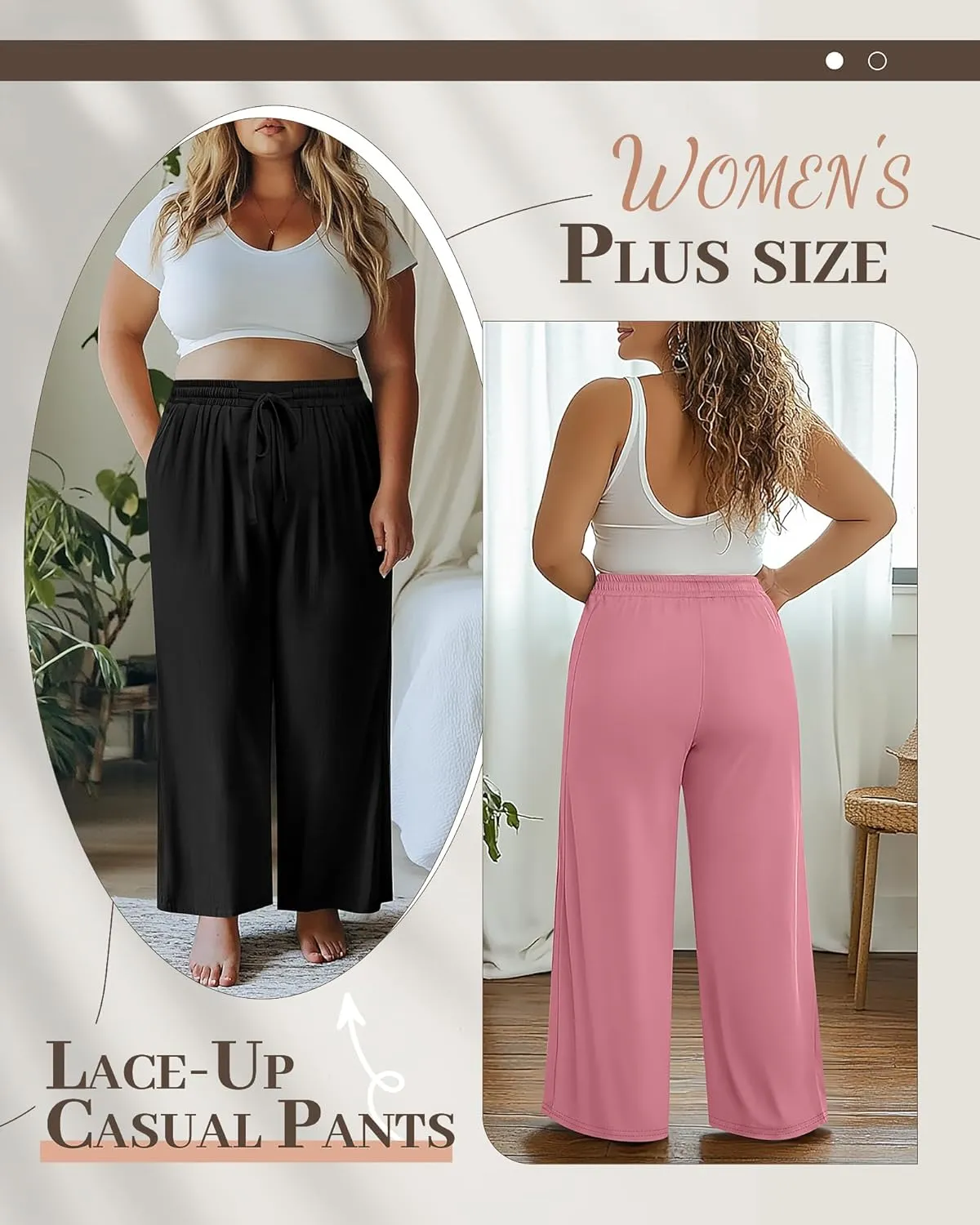 Neer 3 Pack Women's Plus Size Pants Wide Leg Lounge Yoga Pants Casual Baggy Drawstring High Waist Sweatpants with Pockets