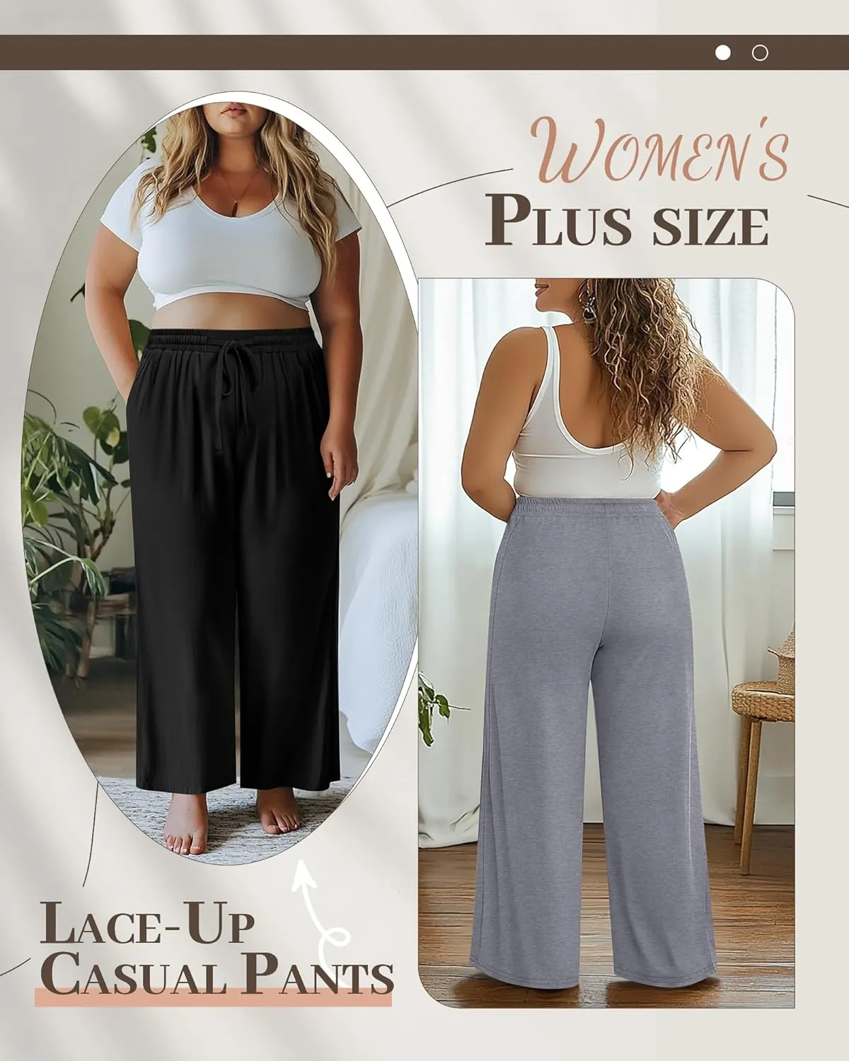 Neer 3 Pack Women's Plus Size Pants Wide Leg Lounge Yoga Pants Casual Baggy Drawstring High Waist Sweatpants with Pockets