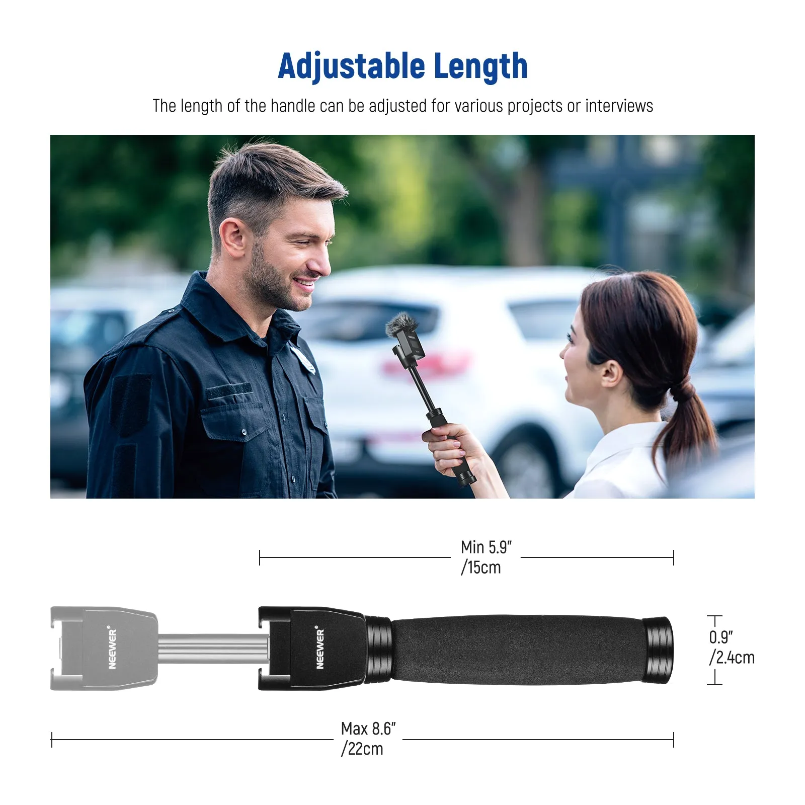 NEEWER Telescoping Interview Mic Handle for Wireless Go