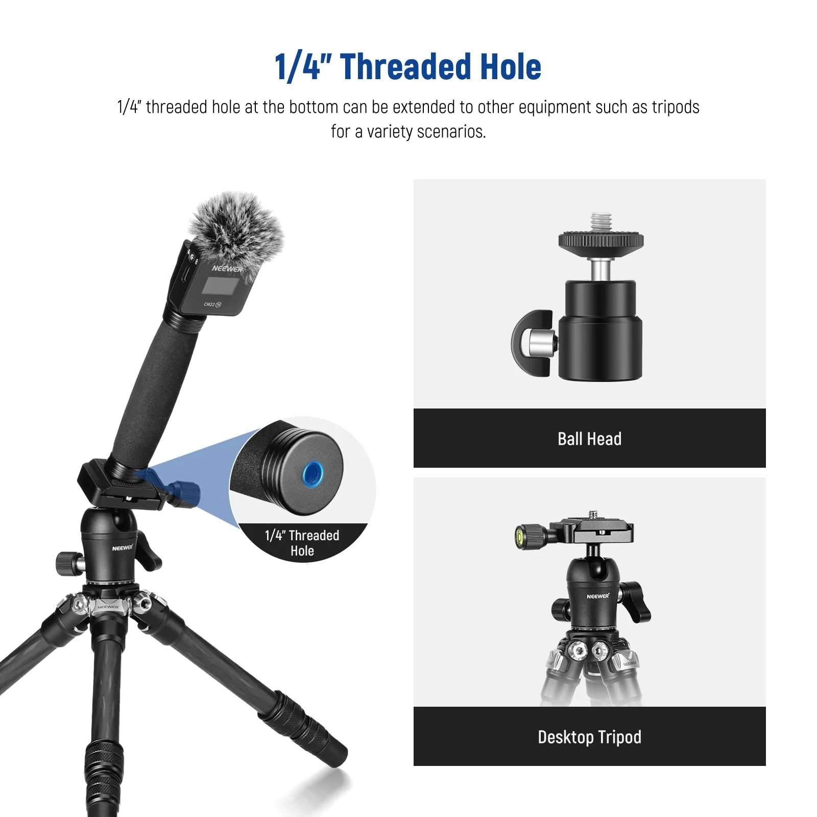 NEEWER Telescoping Interview Mic Handle for Wireless Go