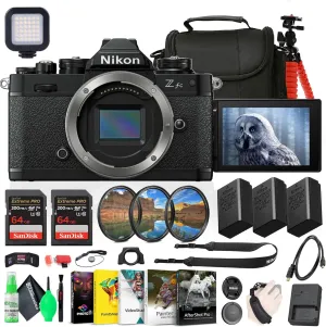 Nikon Z fc DX-Format Mirrorless Camera (1671B)   2 x EN-EL25 Battery   2 x 64GB Memory Card   Photography Software   LED Light   Camera Bag   Flexible Tripod   Cleaning Kit   HDMI/Micro Cable   More