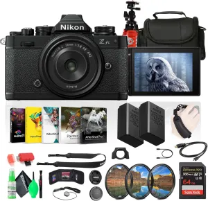 Nikon Z fc DX-Format Mirrorless Camera with NIKKOR Z 28mm f/2.8 (SE) Lens (1673B)   EN-EL25 Battery   64GB Memory Card   Photography Software   Camera Bag   Flexible Tripod   More