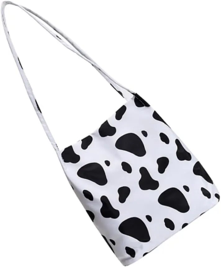 NOLITOY Single Shoulder Bag Adorable Milk Cow Pattern Square Shape Storage Bag for Women