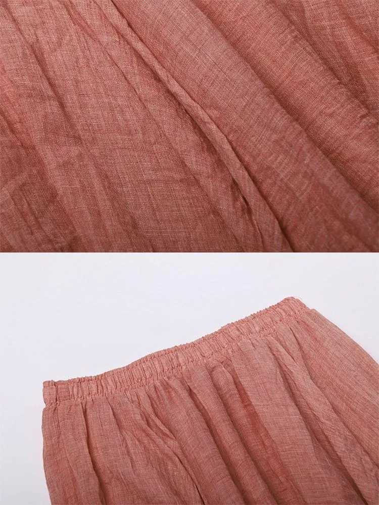 OCHENTA Women's Girls Elastic Waist Long Flowy Bohemian Cotton Casual Maxi Skirt for Summer Beach Holiday