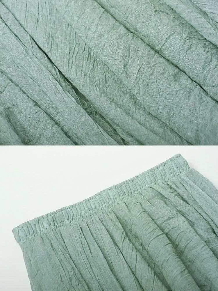 OCHENTA Women's Girls Elastic Waist Long Flowy Bohemian Cotton Casual Maxi Skirt for Summer Beach Holiday