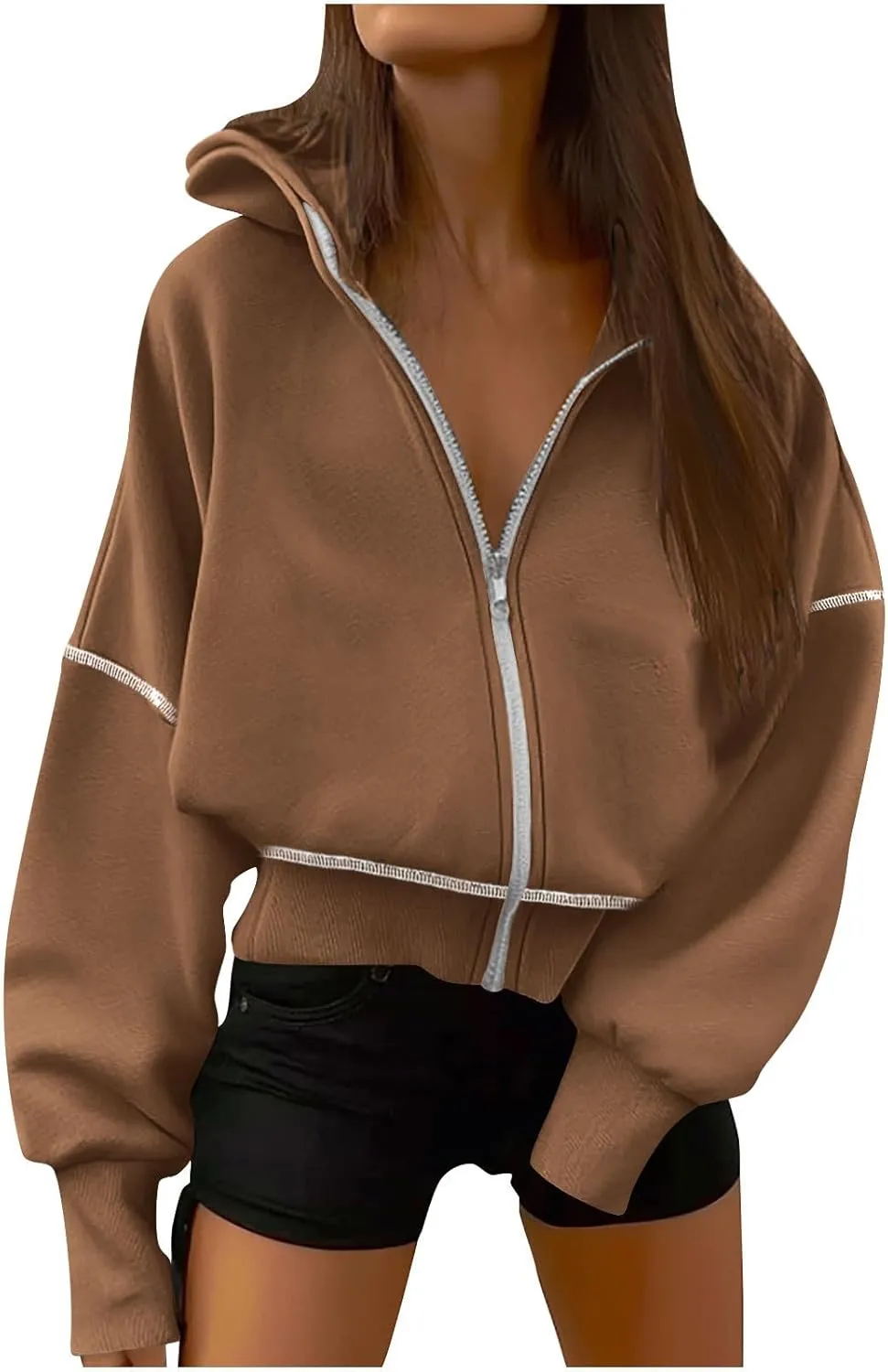 Oversized Hoodies For Women Loose Fit Full Zip Oversized Jacket Lightweight Baggy Casual Trendy Pullover Sweatshirt