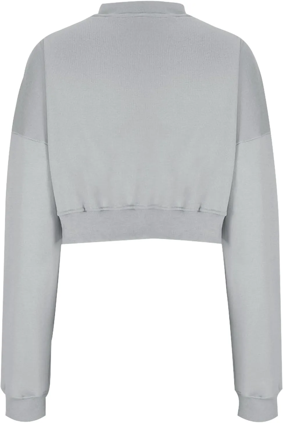 Oversized Sweatshirt Women Loose Fit v Neck Fleece Lined Cropped Shirts Drop Sleeve Solid Pullover Hoodies No Hood