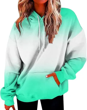 Oversized Sweatshirts for Women Fashion Gradient Hoodie Top Loose Long Sleeve Pullovers Fall Outfits Clothes