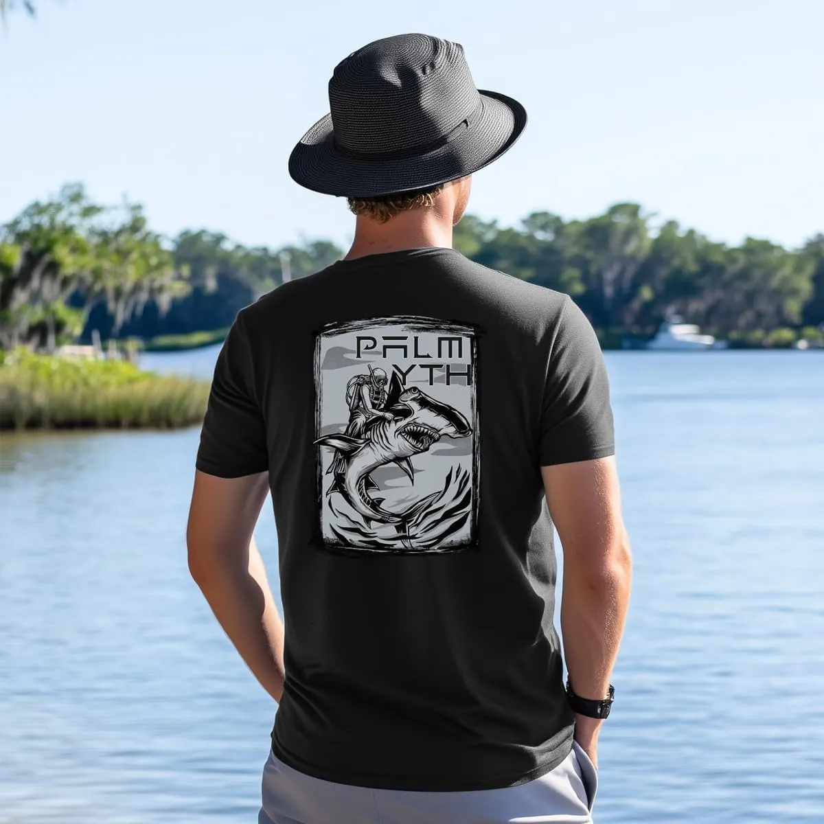 Palmyth Fishing Shirts for Men Short Sleeve T-Shirt UPF 50  Sun Protection UV Tee