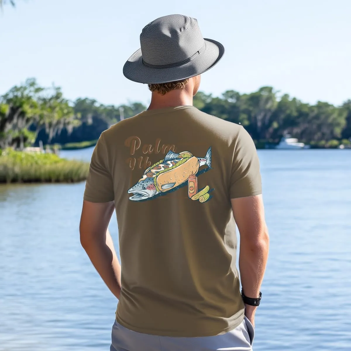 Palmyth Fishing Shirts for Men Short Sleeve T-Shirt UPF 50  Sun Protection UV Tee