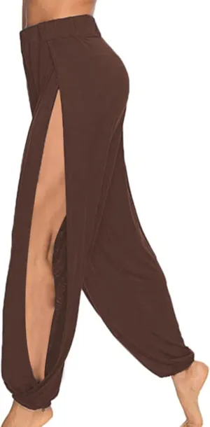 Pants for Women Sporty High Slit Yoga Trousers Loose Harem Design Stretchy Fabric Workout Casual Streetwear