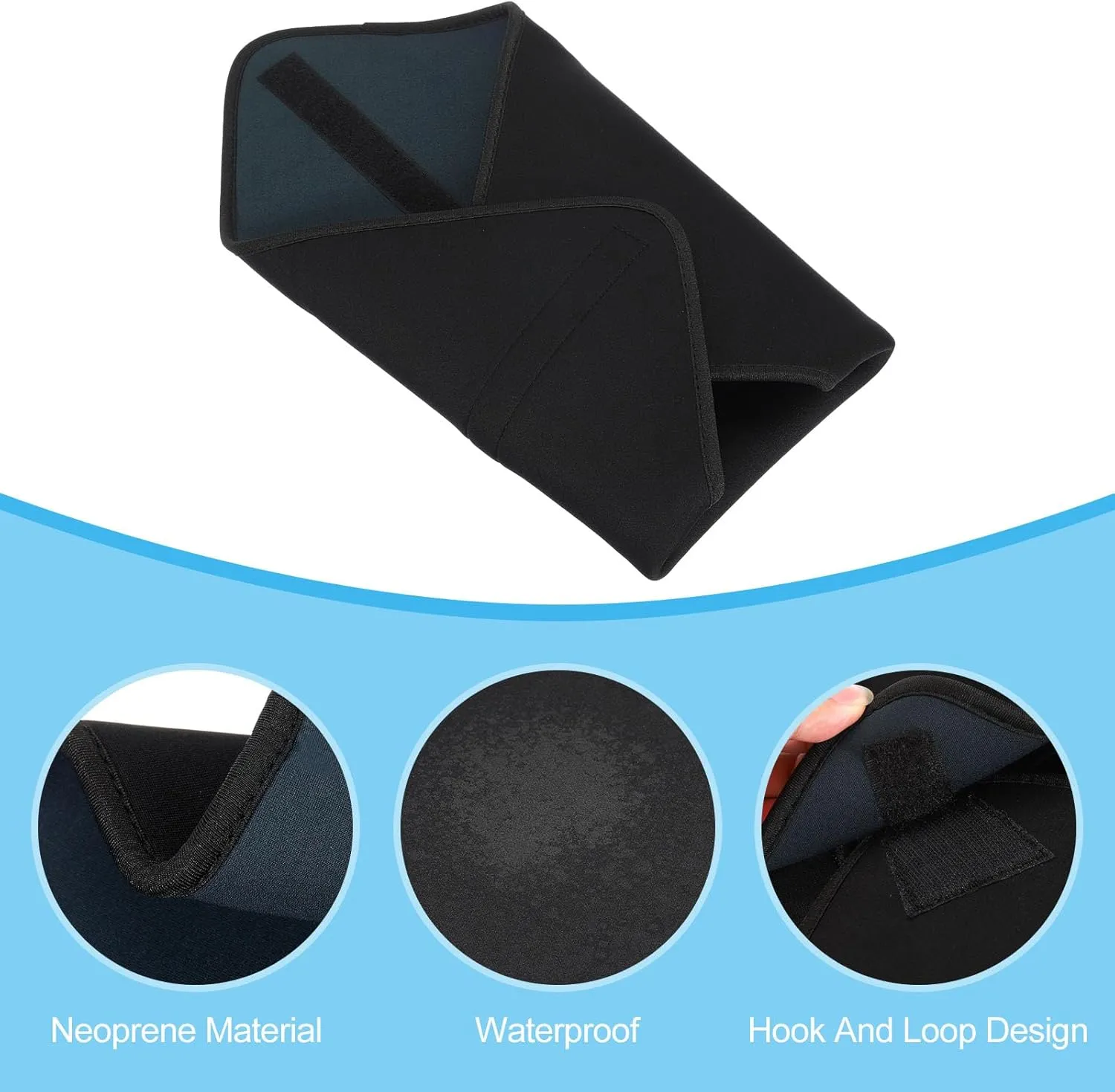 PATIKIL Camera Protective Wrap, 10"x10" Lens Wrap Cloth with Thick Protective Neoprene, Lens Pouch Bag with Hook and Loop for Lens, SLR, Black Grey