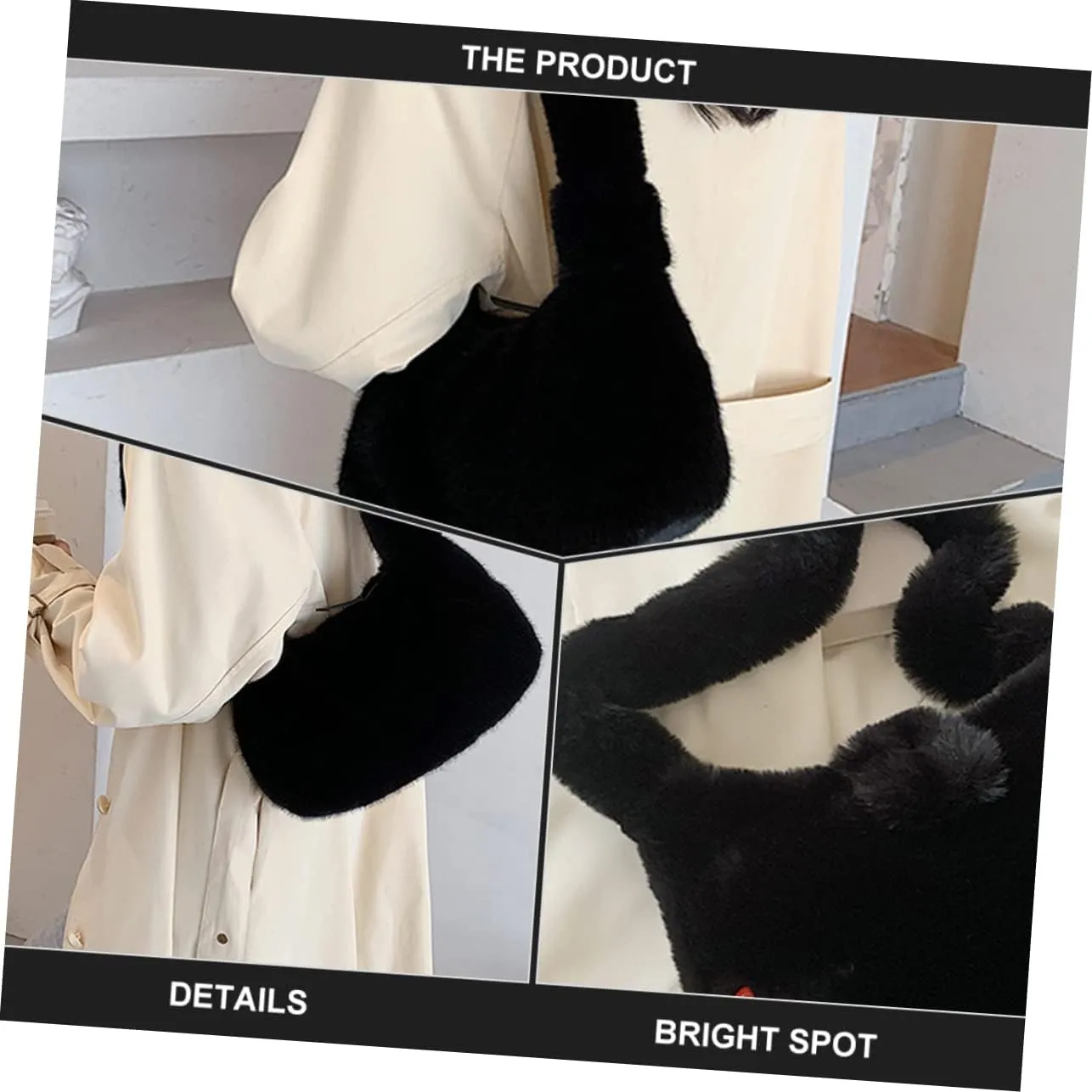 Plush Single Shoulder Bag for Women Stylish Travel Pouch Versatile Winter Accessory for and Daily Use