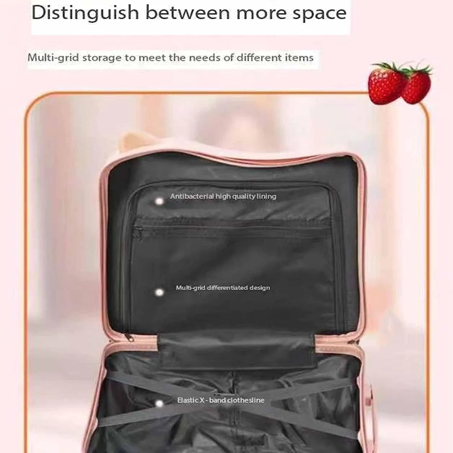 portable Luggage Suitcases With Wheels Cute Fashion Luggage Large-capacity Boarding Carry On Luggage Wear-resistant Combination Lock Suitcase exquisite (White 43 * 46 * 22CM)