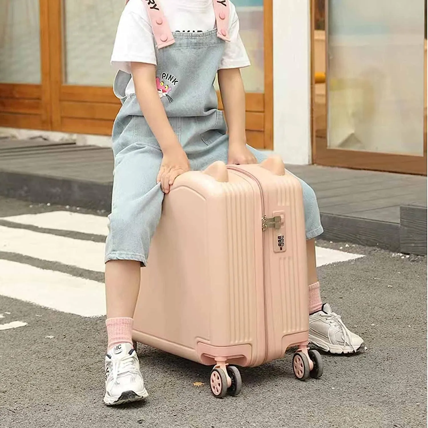 portable Luggage Suitcases With Wheels Cute Fashion Luggage Large-capacity Boarding Carry On Luggage Wear-resistant Combination Lock Suitcase exquisite (White 43 * 46 * 22CM)