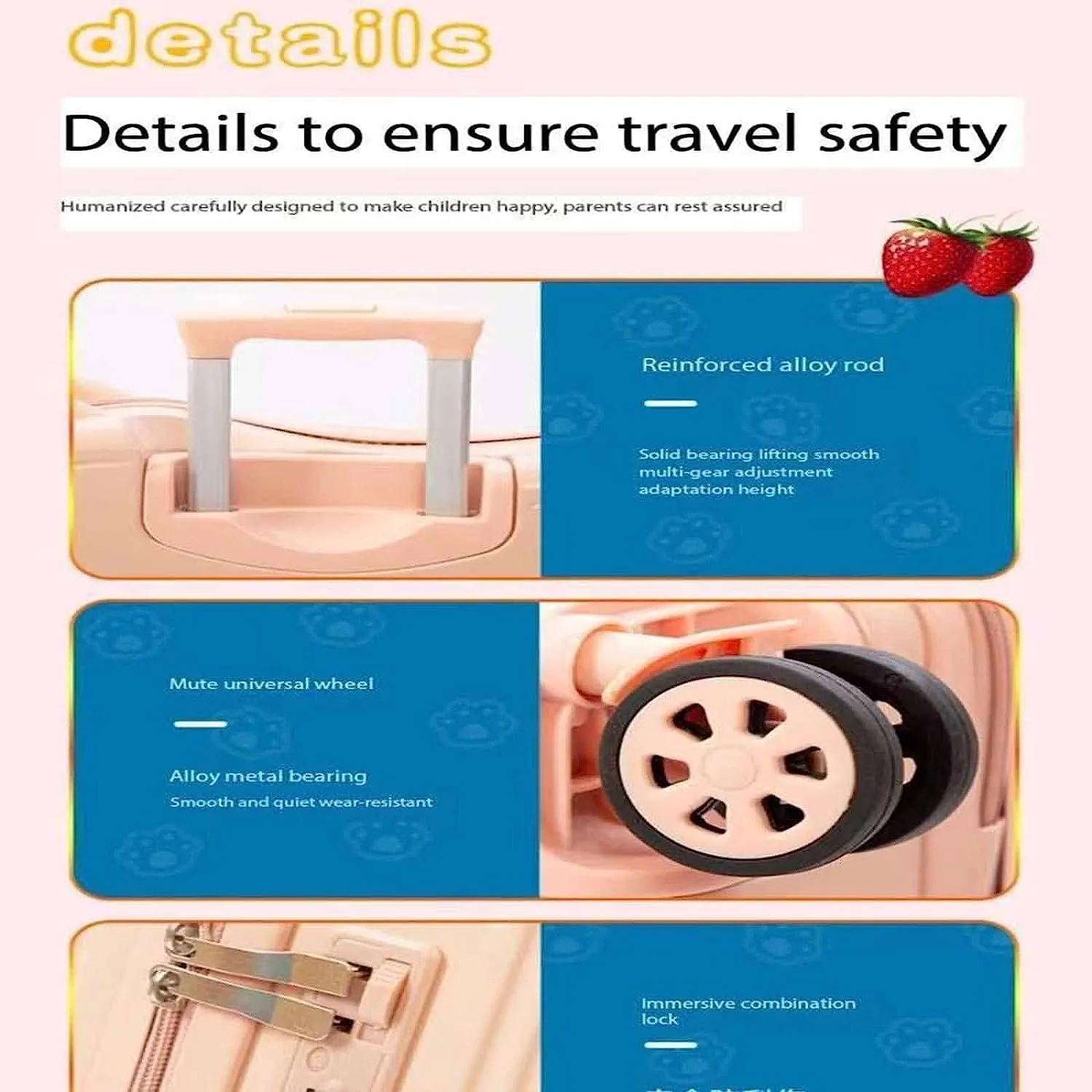 portable Luggage Suitcases With Wheels Cute Fashion Luggage Large-capacity Boarding Carry On Luggage Wear-resistant Combination Lock Suitcase exquisite (White 43 * 46 * 22CM)