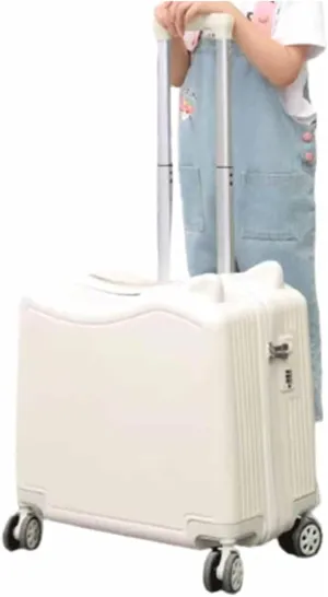portable Luggage Suitcases With Wheels Cute Fashion Luggage Large-capacity Boarding Carry On Luggage Wear-resistant Combination Lock Suitcase exquisite (White 43 * 46 * 22CM)