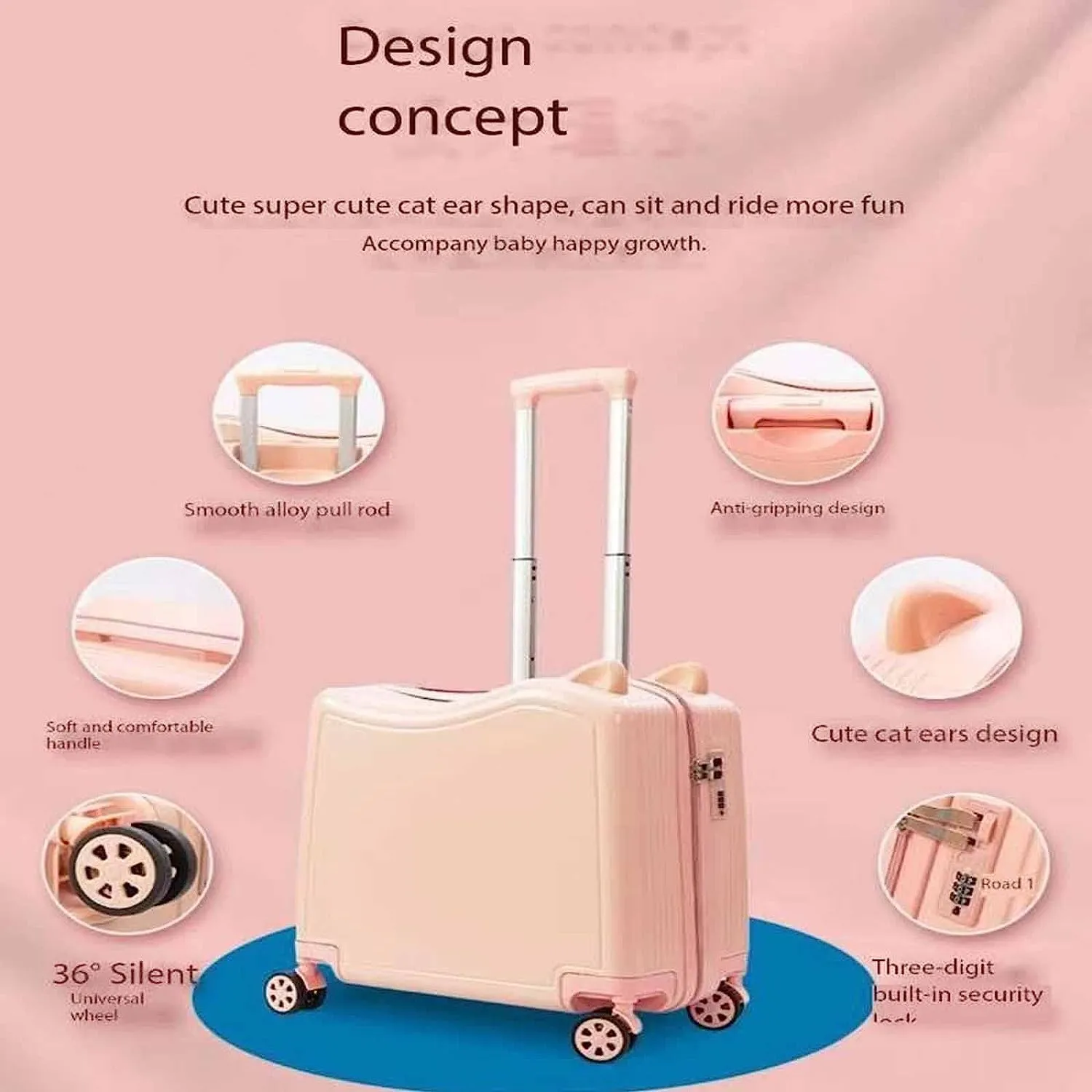portable Luggage Suitcases With Wheels Cute Fashion Luggage Large-capacity Boarding Carry On Luggage Wear-resistant Combination Lock Suitcase exquisite (White 43 * 46 * 22CM)