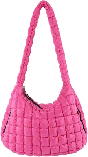 Puffy Bubble Tote Bag,Puffer Quilted Shoulder Bag for Women with Multiple Zippered Pockets, Trendy Crossbody Hobo Bag