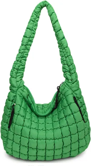 Puffy Bubble Tote Bag,Puffer Quilted Shoulder Bag for Women with Multiple Zippered Pockets, Trendy Crossbody Hobo Bag