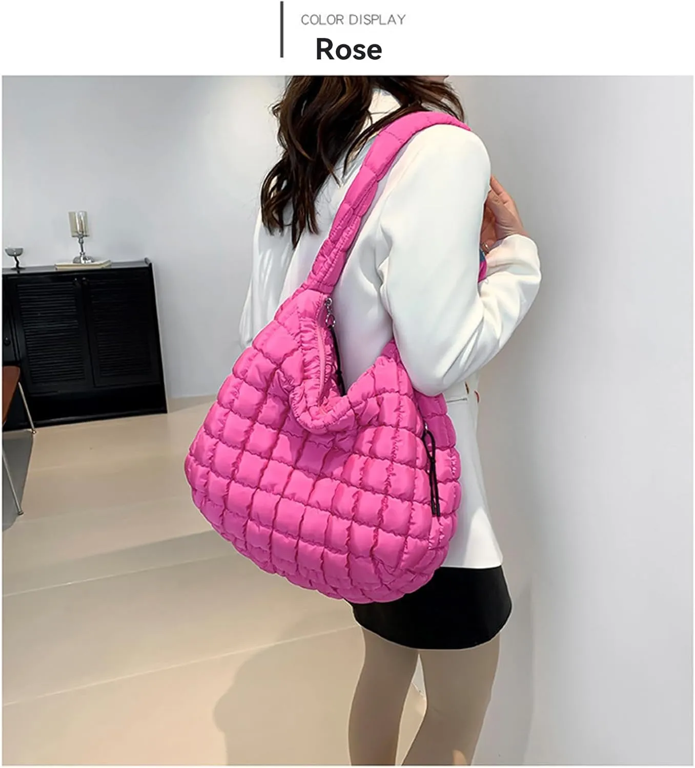 Puffy Bubble Tote Bag,Puffer Quilted Shoulder Bag for Women with Multiple Zippered Pockets, Trendy Crossbody Hobo Bag