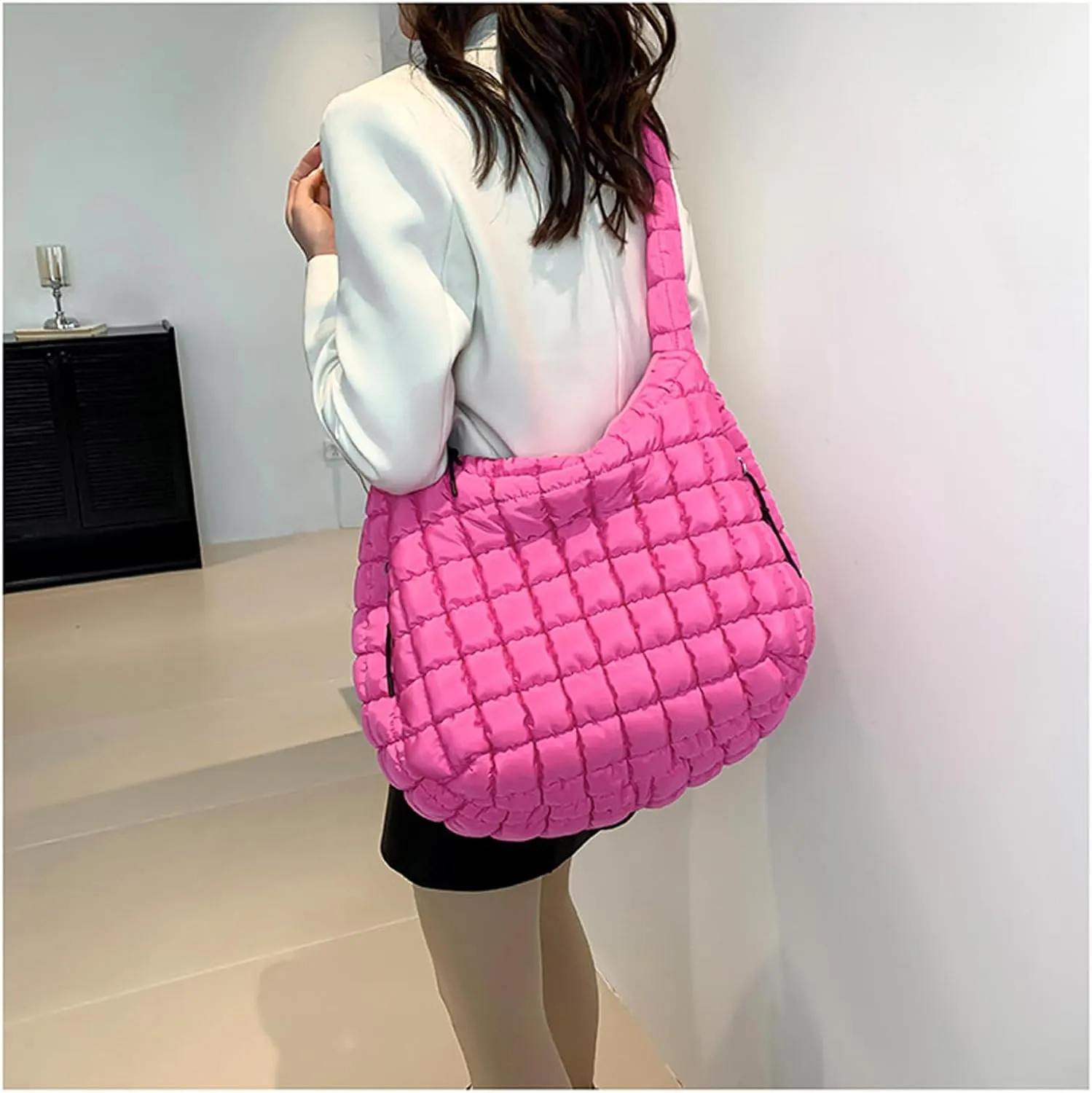 Puffy Bubble Tote Bag,Puffer Quilted Shoulder Bag for Women with Multiple Zippered Pockets, Trendy Crossbody Hobo Bag