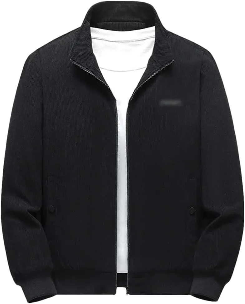 Rfmfkkg Men Stand Collar Corduroy Jacket Casual Warm Coats Jackets Lightweight Cotton Padded Jacket