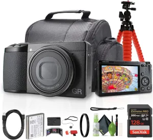 Ricoh GR IIIx Compact Portable Digital Camera (15286)   64GB Memory Card   Camera Bag   Flexible Tripod   Cleaning Kit   Card Wallet   Card Reader   Lens Cap