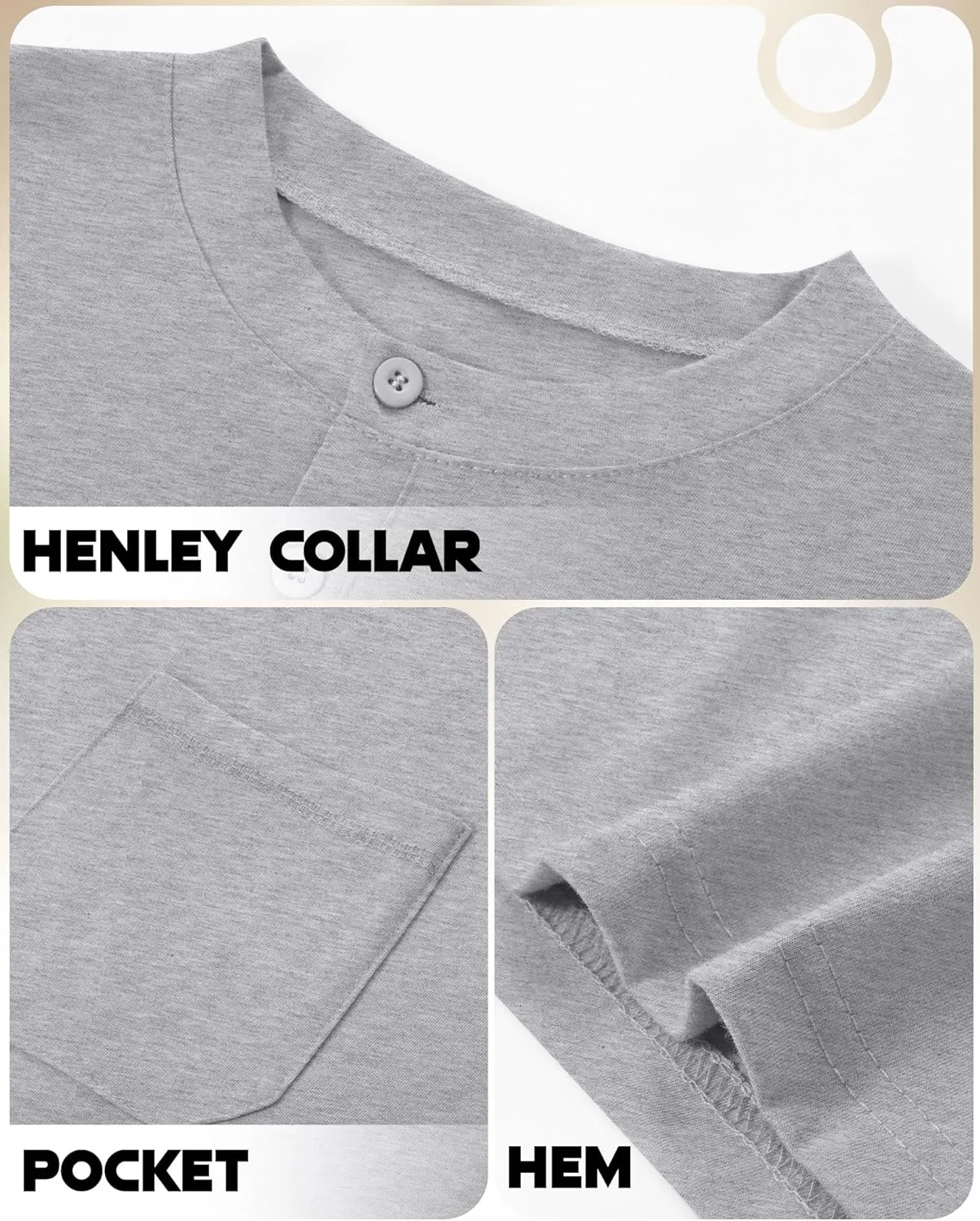 Riyiper 3 Pack Men's Big and Tall Henley T-Shirts, Short Sleeve Pocket Cotton Loose Fit Shirt Summer Oversized Button Tee