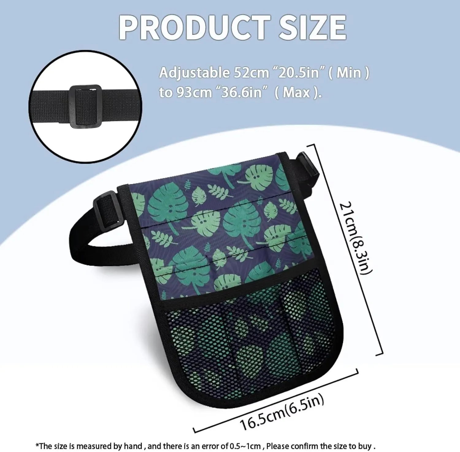 Rnyleeg Tropical Fanny Packs for Nurses Banana Leaf Practical Waist Bag Pouch Storage Bag with Multi-Compartment and Tape Holder for Work