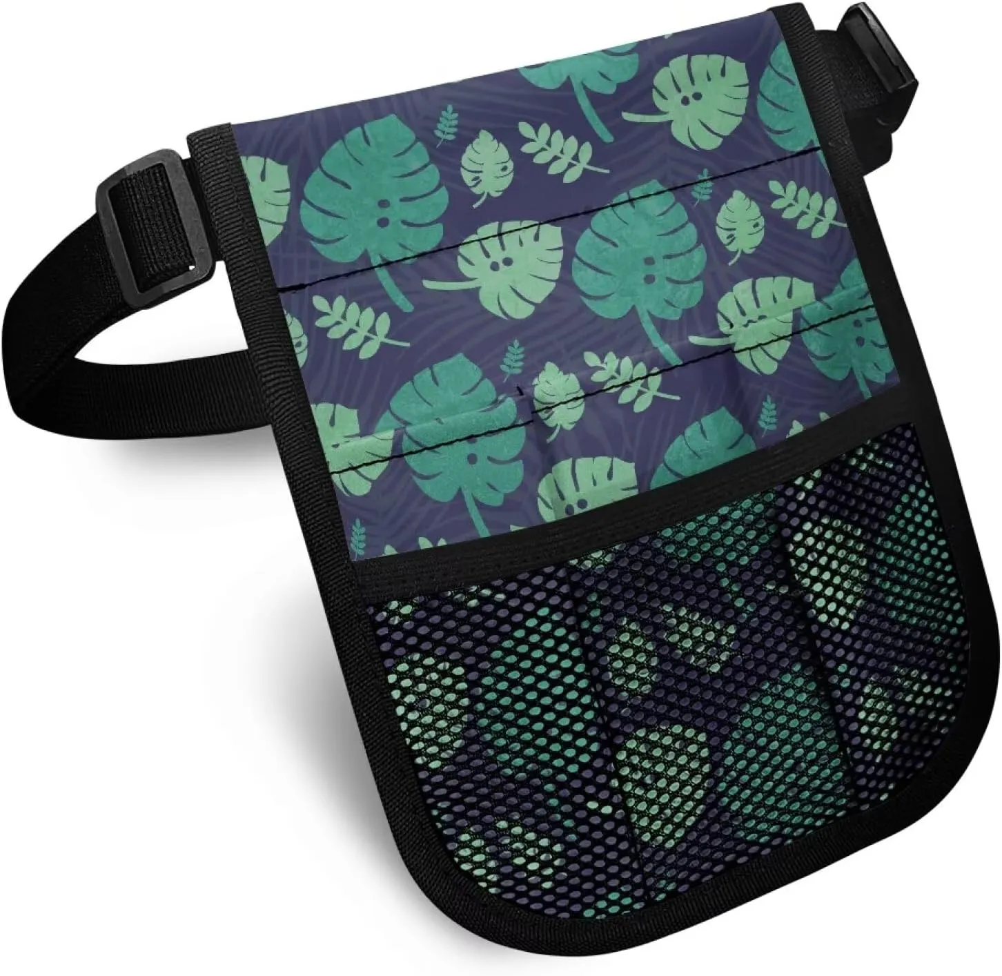 Rnyleeg Tropical Fanny Packs for Nurses Banana Leaf Practical Waist Bag Pouch Storage Bag with Multi-Compartment and Tape Holder for Work