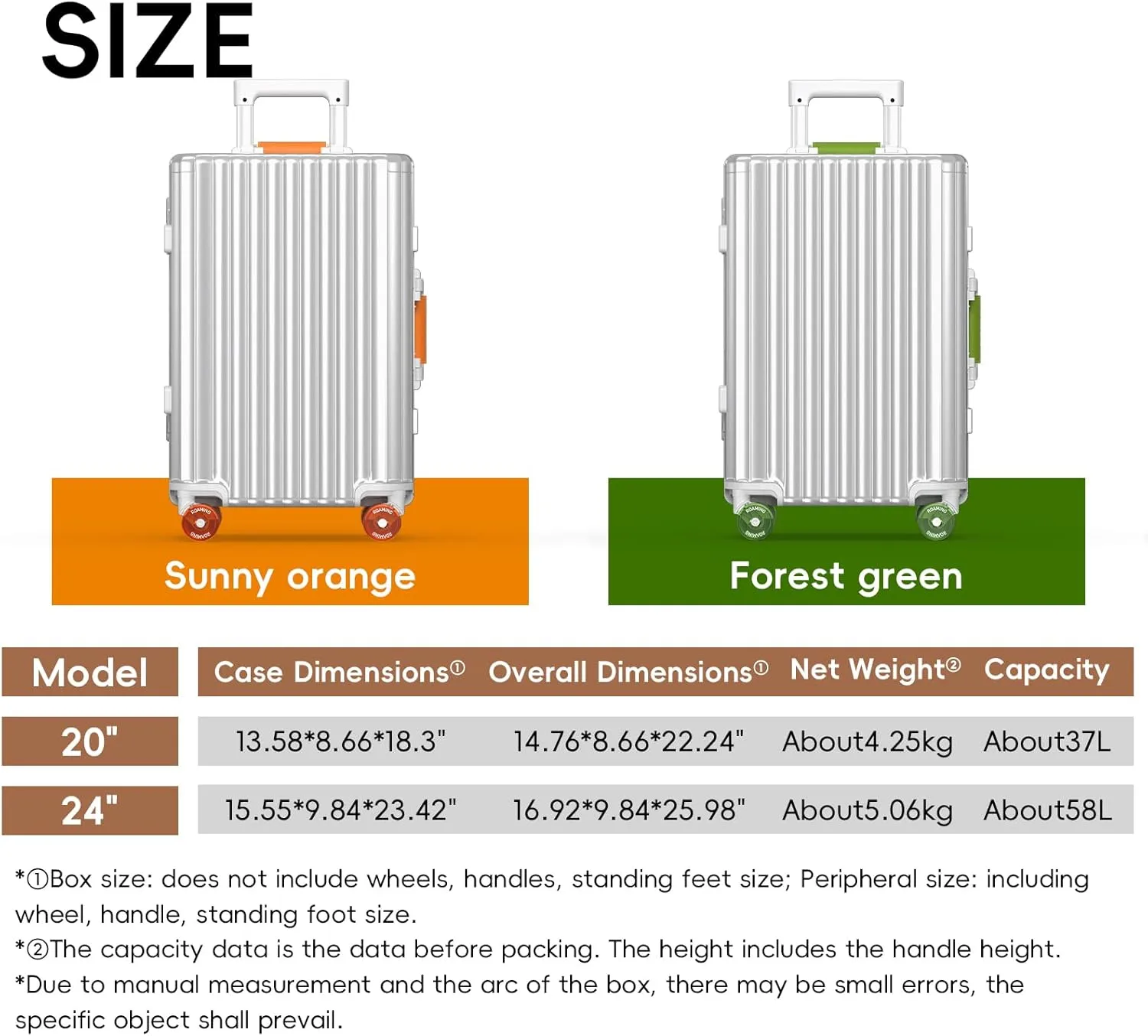 Roaming Carry on Luggage, 20 Inch Durable Aluminum Zipperless Luggage Airline Approved, Hardside Suitcase with TSA Lock USB Port and Spinner Wheels, Smart Organizational Pockets Maximize Packing Space
